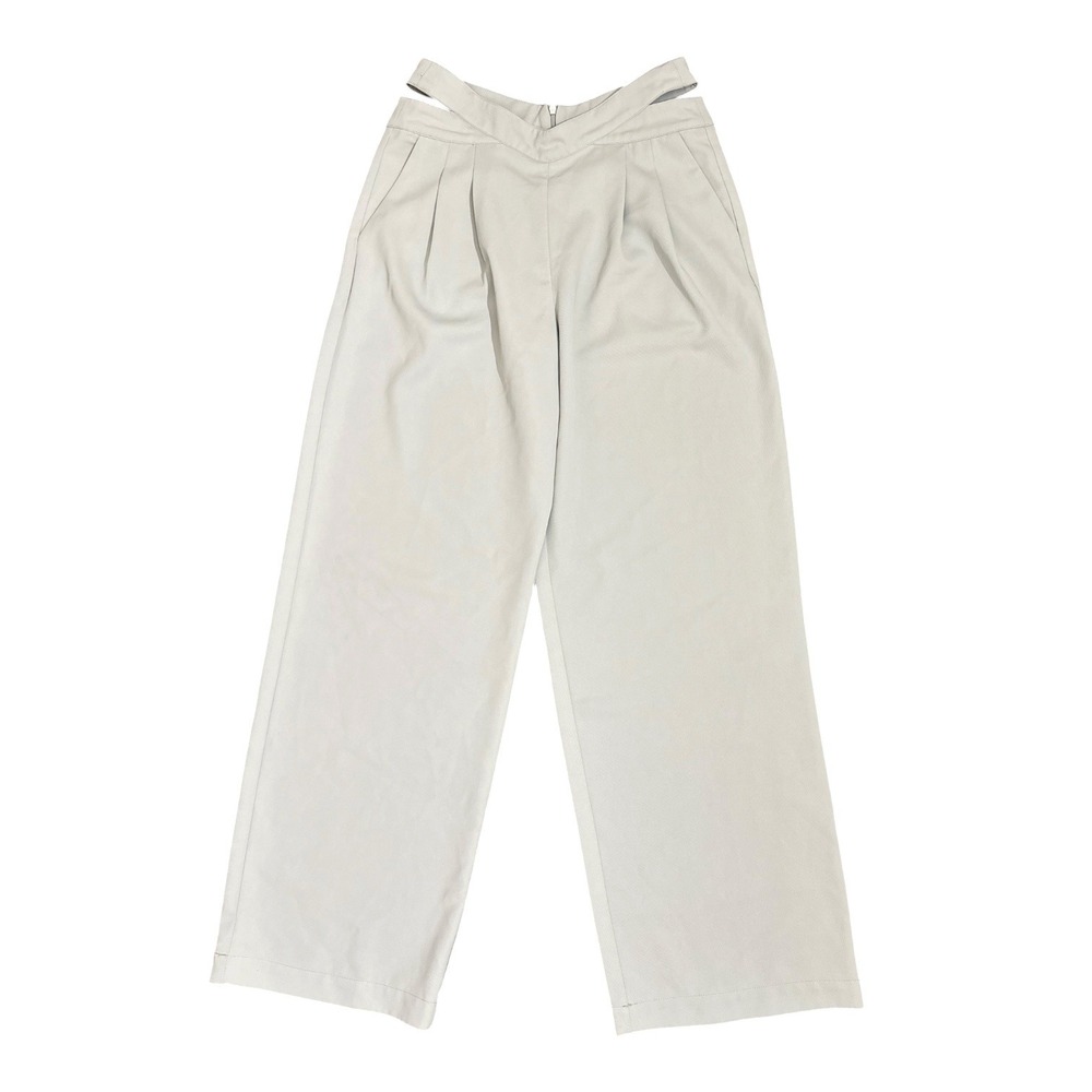 Commense Wide Leg Crossover V-Waist Cut Out Trousers Light Blue Women's Size M
